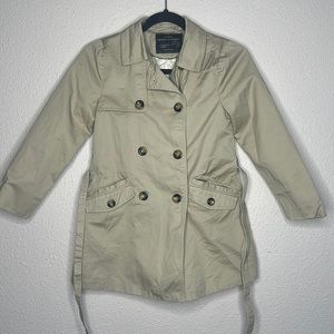 Zara girls outerwear division tan peacoat water resistant size 9/10